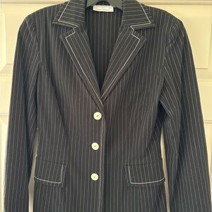 Elegant Dark Navy Pinstripe Blazer